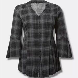 Torrid Fit And Flare Rayon Slub Button-Front Top